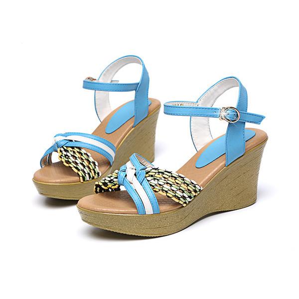 サンダル 緑 青 コンフォートサンダル レディース ウェッジソール