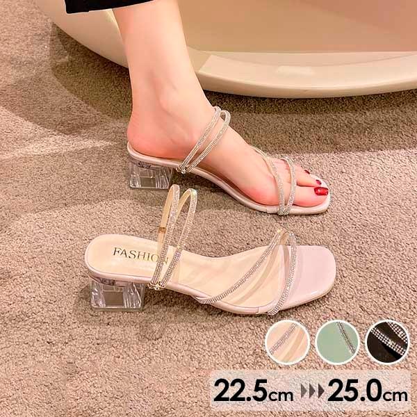 華奢ストラップサンダル 2WAYS ミュール ローヒール チャンキー 華奢ストラップサンダル 2WAYS ミュール ローヒール チャンキー