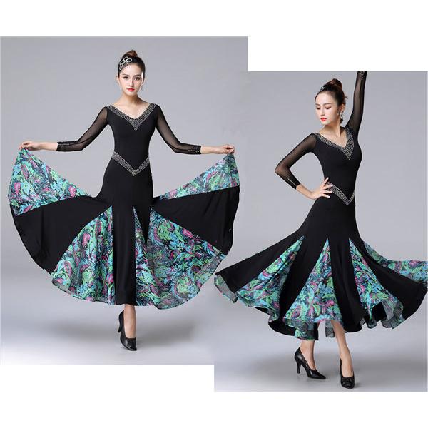 タイムセール！】 ダンス衣装 社交ダンス ドレス スタンドカラー