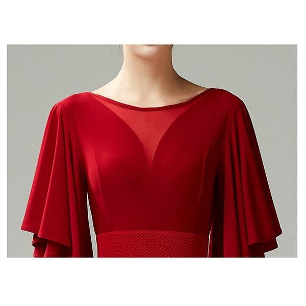 社交ダンスドレス 広がる裾 競技用ドレス ダンス衣装 ダンスウェア