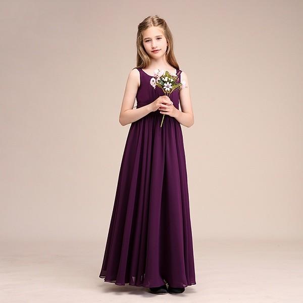 子供 ドレス ピアノ発表会 ロングドレス プリーツ 上品 女の子 紫