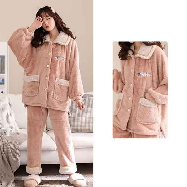 ペアパジャマ 冬 もこもこ ペア 部屋着 ポケット付き パジャマ ルーム