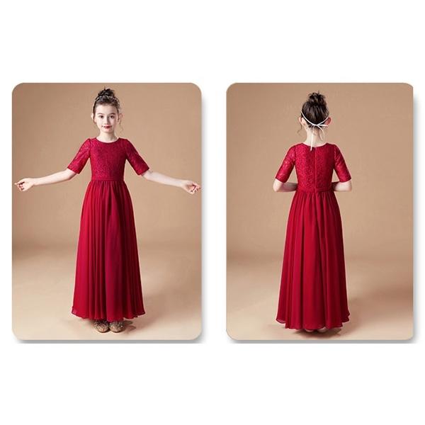 ピアノ発表会 ドレス ロング丈 ファスナー 子供ドレス ワンピース