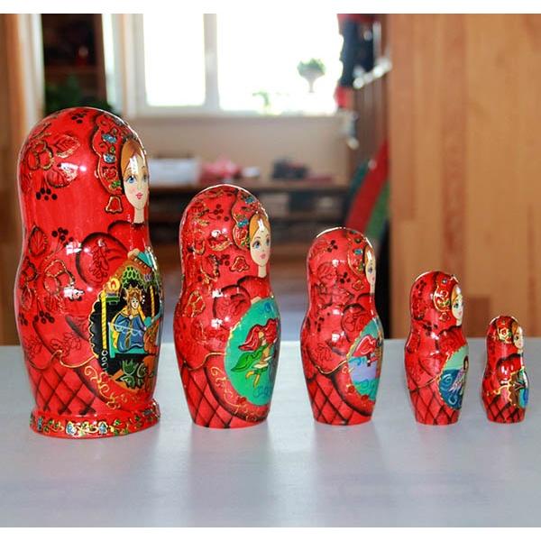 マトリョーシカ ロシア 人形 民芸品 土産物 手作り人形 手描き オブジェ 5個組20cm インテリア雑貨 洋風 北欧雑貨 伝統工芸