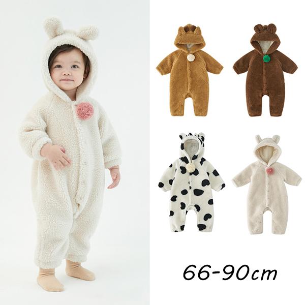 ロンパース オールインワン 出産祝い ベビー服 防寒着 赤ちゃん 牛 クマ シカ ウサギ 動物 着ぐるみ フード キッズ 新生児服 子供用 お出掛け 長袖 クリスマス 0842 ショップモモ 通販 Yahoo ショッピング