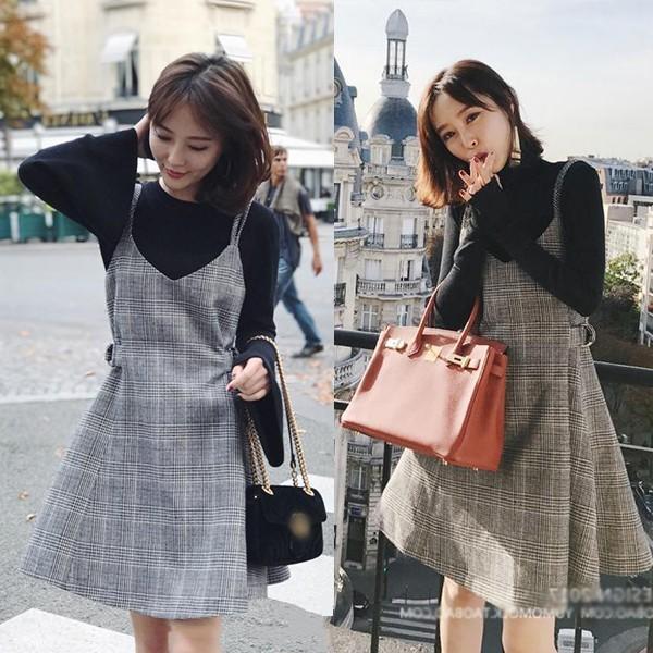 レディース ワンピース ラシャガーターワンピース フレアワンピース 膝丈ワンピース キャミソール Vネック チェック柄 レトロ 立体裾デザイン Aライン 春 夏 Cl06 ショップモモ 通販 Yahoo ショッピング