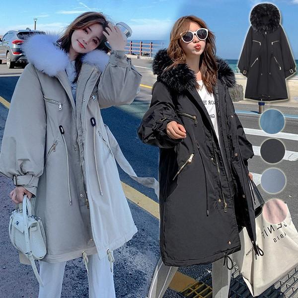 モッズコート レディース 中綿コート ガウンコート ロングコート 綿入り 中綿ジャケット 冬防寒コート フード付きコート フェイクファー ウエスト絞り 膝丈 Cl0713 ショップモモ 通販 Yahoo ショッピング