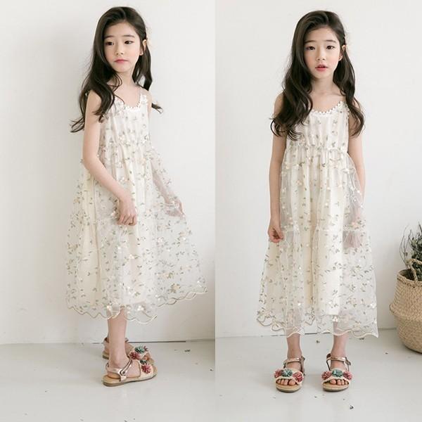 ワンピースドレス チュールワンピース 子供ドレス 女の子 キッズ 刺繍花柄 レース ノースリーブ キャミソールワンピース リゾート ロング マキシ丈 通学通園 Cl0929 ショップモモ 通販 Yahoo ショッピング