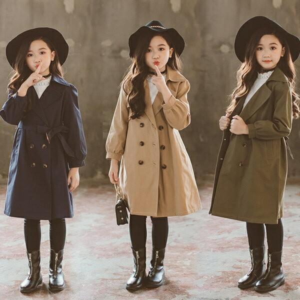 トレンチコート 子供 キッズ フォーマル トレンチコート 子供服 チェスターコート 女の子 コート 親子服 ミディアム キッズ コート ルマンスリーブ スリット入り Cl1042 ショップモモ 通販 Yahoo ショッピング