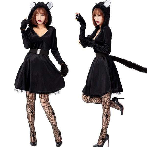黒猫 コスプレ ネコ 猫 仮装 レディース ハロウィン衣装 大人用 動物 