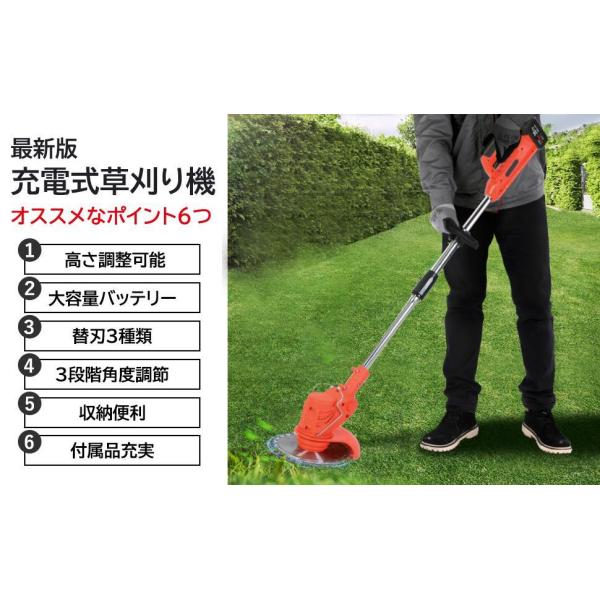 第一ネット 大容量バッテリー 軽量 角度調整 伸縮 赤 草刈り 36V 充電式草刈機 - その他