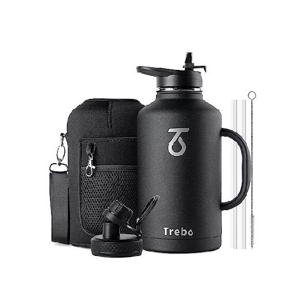 Water Jug,128 Oz Gallon Insulated Water Bottle, Leakproof Stainless Steel  Thermos Sweat Proof Great For Travel, Hiking & Camping