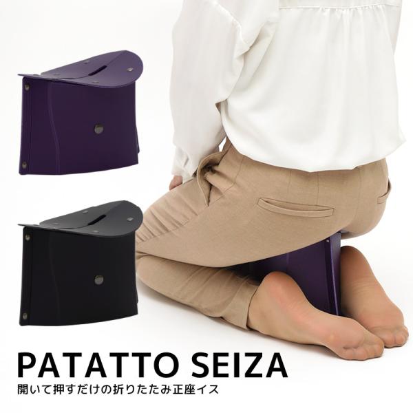 PATATTO SEIZA 正座 補助いす パタットセイザ 法事 葬式 しびれ 補助 携帯 持ち運び 軽量 薄型 紫 黒 腰痛 膝痛 母の日 父の日 敬老の日 折り畳みイス