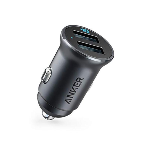 Anker PowerDrive 2 Alloy（24W 2ポートカーチャージャー)【PowerIQ搭載/コンパクトサイズ】iPhone、Android、IQOS対応（ブラック）