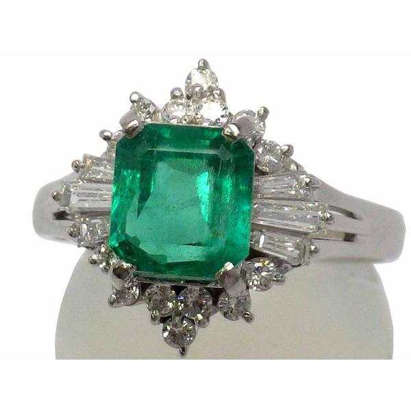 エメラルド ダイヤモンドリング PT900 6.7g 17号　Jewelry Emerald1.80ct Dia0.57ct Ring