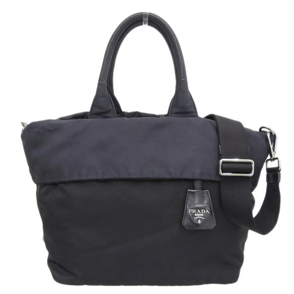 プラダ PRADA リバーシブル 2WAY バッグ ナイロン ブラック ダークネイビー BR4521 本物保証 プラダ PRADA リバーシブル 2WAY バッグ ナイロン ブラック ダークネイビー BR4521 本物保証