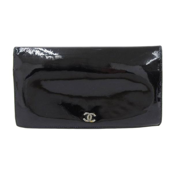 CHANEL シャネル ココマーク エナメル 二つ折り財布 ブラック CHANEL シャネル ココマーク エナメル 二つ折り財布 ブラック