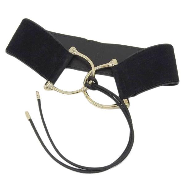 【本物保証】 美品 グッチ GUCCI ワイド ベルト スエード ブラック ゴールド金具 XS 幅広 腰ベルト GUCCI（グッチ） ワイド ベルト スエード ブラック ゴールド金具 XS