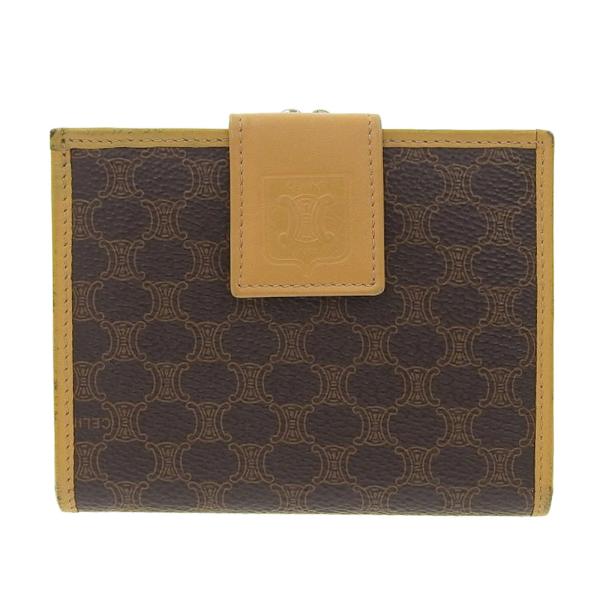 CELINE（セリーヌ） マカダムロゴ ガマ口付折財布 レザー ブラウン M13