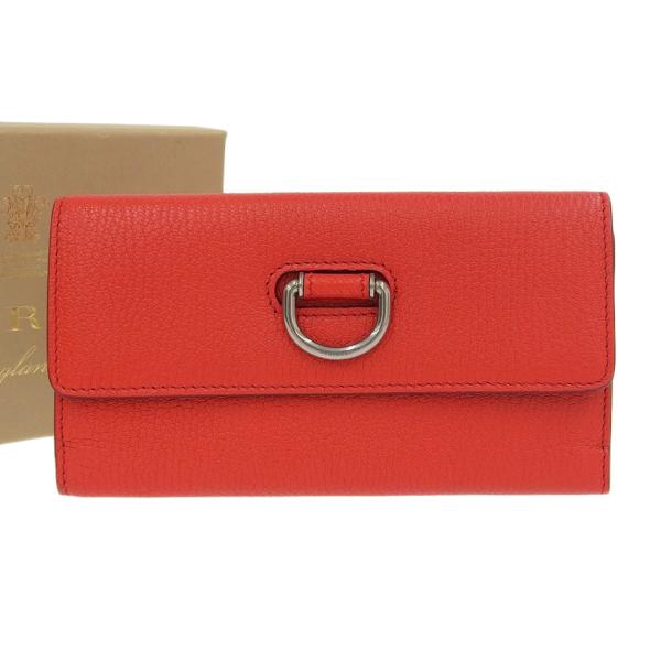 【本物保証】 箱付 超美品 バーバリー BURBERRY ハイバリー Dリング コンチネンタルウォレット 三つ折長財布 レザー 赤 レッド 希少 レア shop-takashimaya7_tk22b0207024