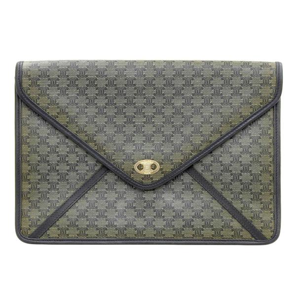 【美品】CELINE セリーヌ マカダム柄 クラッチバッグ トリオンフ ブラウン 中古・古着通販】CELINE (セリーヌ) マカダム柄クラッチバッグ