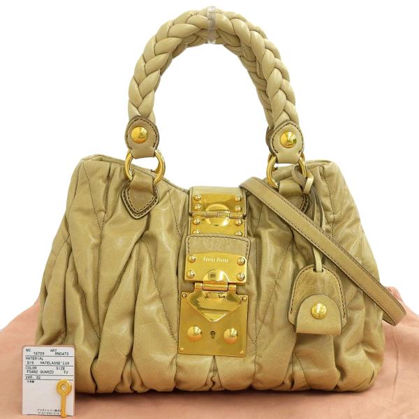miu ミュウミュウ MIUMIU マテラッセ ギャザー 2WAYバッグ