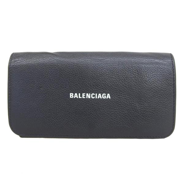 【本物保証】 バレンシアガ BALENCIAGA ホック付長財布 594289 ロゴ 財布 レザー ブラック BALENCIAGA（バレンシアガ） ホック付長財布 594289 ロゴ 財布 レザー