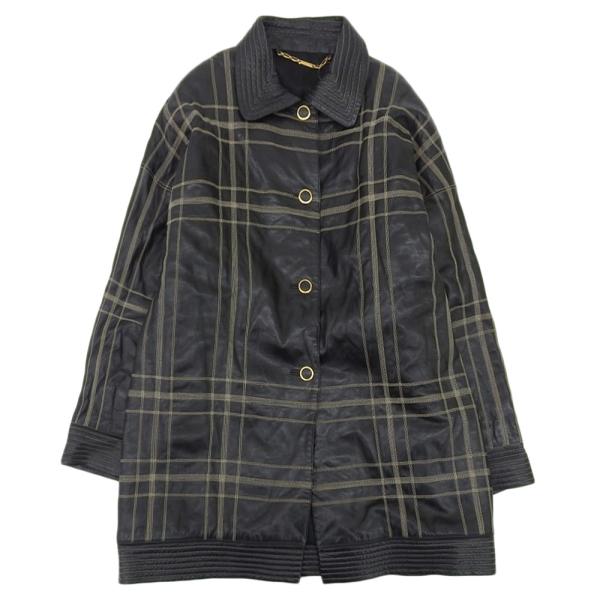LOEWE（ロエベ） チェック柄 アナグラム ボタンコート サイズ40