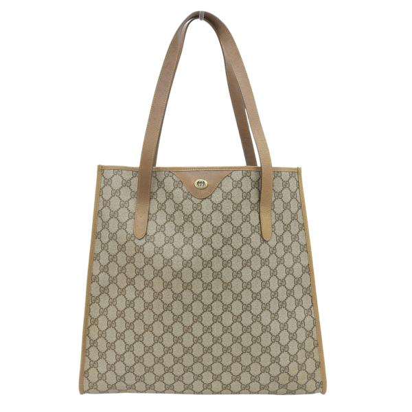 超美品 GUCCI オールドグッチ GG レザートートバッグ OLD Gucci レザーポケット トートバッグ（茶） – Vintage Shop Rococo
