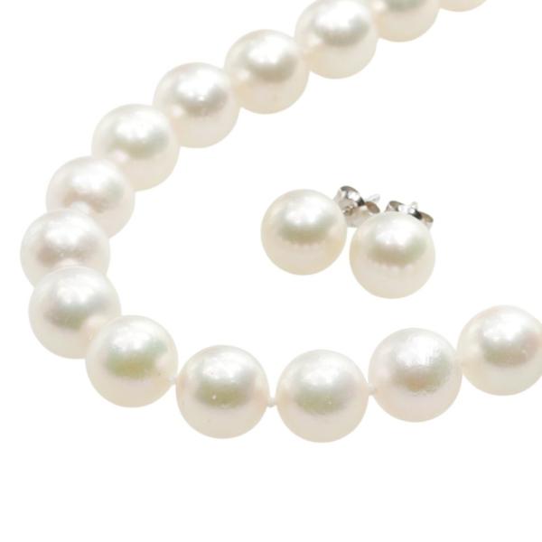 ネックレス ピアス セット 約57.5g/2.8g K14WG アコヤ真珠 約9.5ミリ  