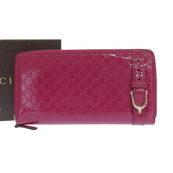 【本物保証】 箱付 超美品 グッチ GUCCI グッチシマ ジップアラウンドウォレット 309758 496334 ラウンドファスナー長財布 エナメル ピンク shop-takashimaya7_tk25b0514015