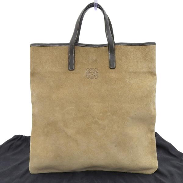 LOEWE（ロエベ） アナグラム ハンドバッグ スエード×レザー ベージュ