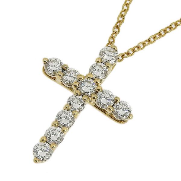 本物保証 超美品 ティファニー Tiffany Co 十字架 クロス ネックレス クロス 十字架 K18yg メレダイヤモンド 約0 77ct Tkhb0132 高島屋質店