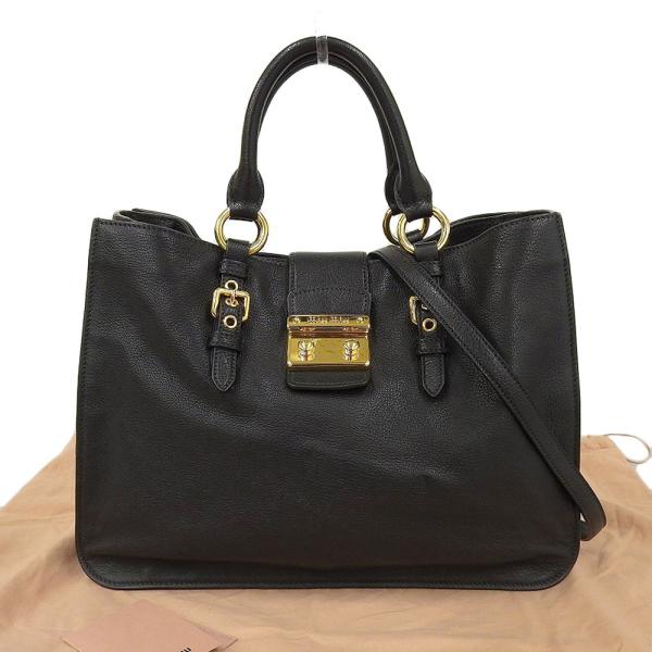 ◆ 美品 ◆ miumiu ミュウミュウ ハンドバッグ マドラス レザー 黒 ◇ 美品 ◇ miumiu ミュウミュウ マドラス ハンドバッグ レザー