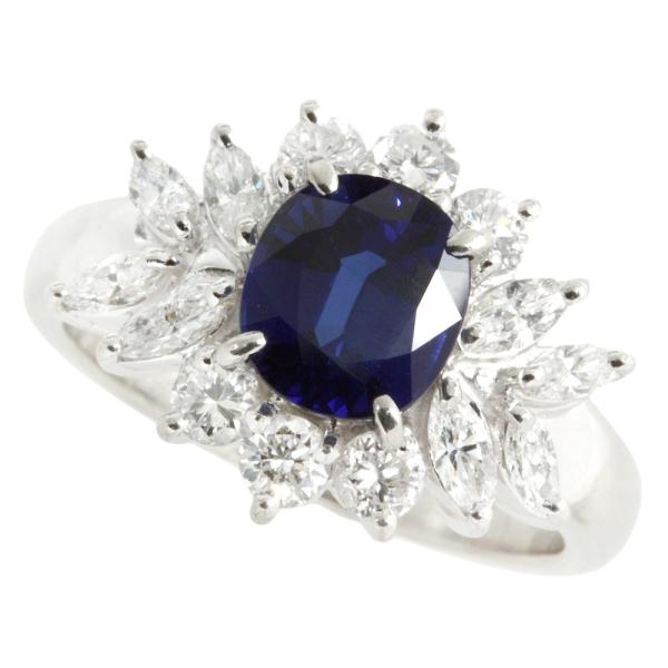 天然コランダム リング Pt900 サファイア 2.44ct 2ct up メレダイヤ 