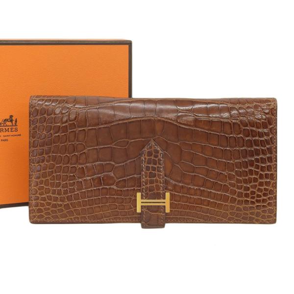 Bearn エルメス HERMES ベアン スフレ 長財布 クロコ アリゲーター