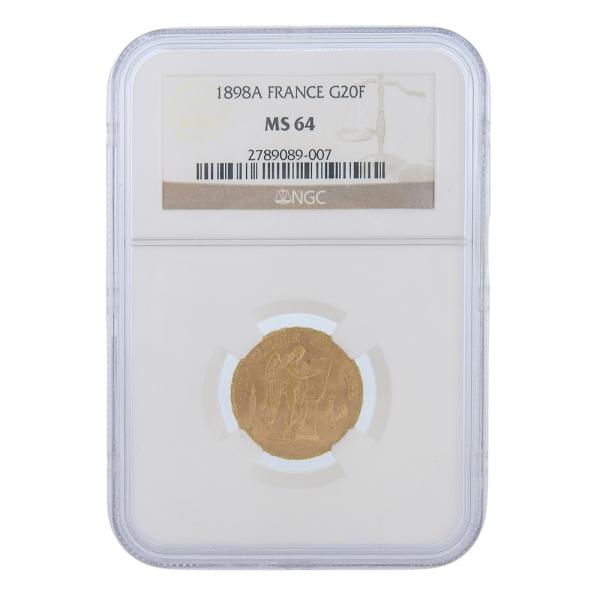 アンティークコイン 0.1847オンス(6.451g) K21.6YG 20フラン金貨 天使  