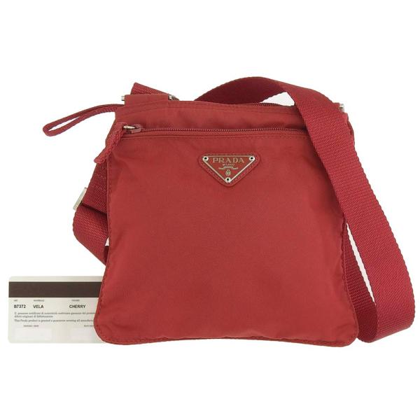 【本物保証】 保付 超美品 プラダ PRADA ショルダーバッグ ナイロン 赤 チェリー B7372 軽い 使いやすい shop-takashimaya7_tkh22b1117005