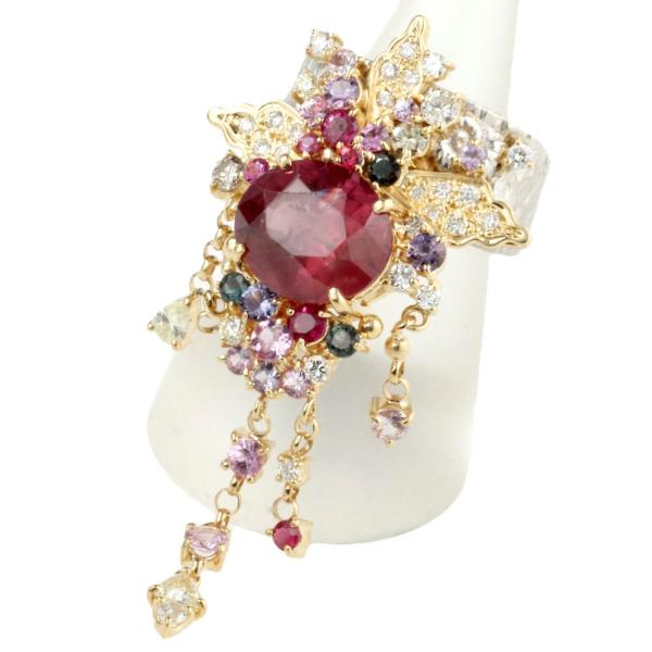 福原佐智 リング 指輪 プラチナ Pt900 K18YG ルビー 8.74ct メレダイヤ 
