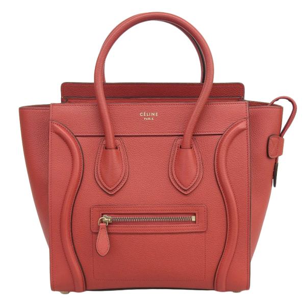 CELINE（セリーヌ） ラゲージ マイクロ ハンドバッグ レザー レッド