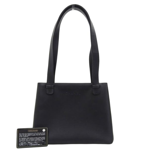 【本物保証】 保付 超美品 シャネル CHANEL ロゴ ワンショルダーバッグ ラムスキン 黒 シール付 5番台 ブティックシール 2000.1.2 K.S shop-takashimaya7_tkh23b1116033
