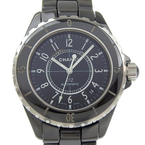 【本物保証】 超美品 シャネル CHANEL J12 H0685 黒文字盤 セラミック 自動巻 38mm メンズ 腕時計 別メーカーセラミックベルト 純正ベルト J12 シャネル CHANEL H0685 黒文字盤 セラミック 自動巻 38mm メンズ