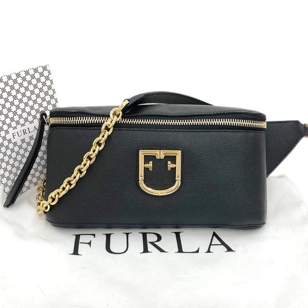 【極美品】 フルラ ショルダーバッグ ブラック 牛 レザー FURLA バッグ shop-takashimaya7_tkh24b0417001