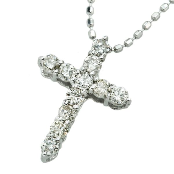 ジュエリーマキ JEWELY MAKI クロス 十字架 ネックレス K18WG メレ