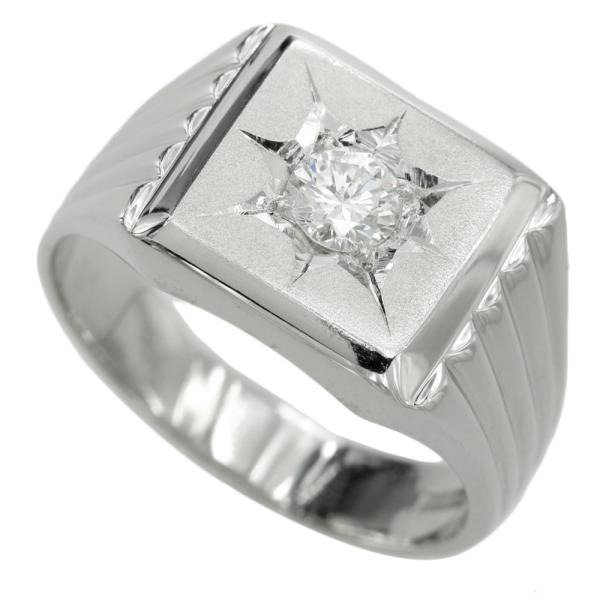 印台 リング 指輪 約16.4g プラチナ Pm900 ダイヤ 0.32ct 約18号