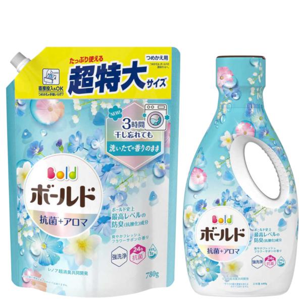 ボールドジェル 爽やかフレッシュフラワーサボンの香り つめかえ用 洗濯洗剤 液体 超特大サイズ ボールド 780g 詰め替え + 本体 640g