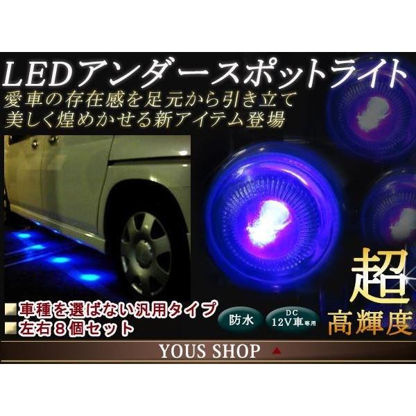LEDスポットライト 汎用 車 アンダーライト ブルー 8個セット 