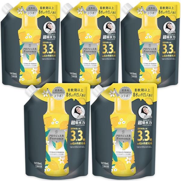 他サイト： レノア ハピネス アロマジュエル 香り付け専用ビーズ シトラス＆ヴァーベナ 詰め替え 1,410mL×5袋の商品画像