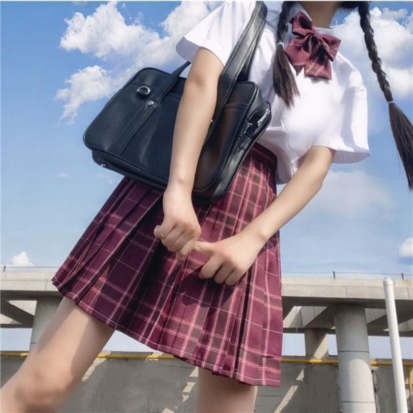 JK制服 セーラー服 上下セット チェック柄 半袖 リボン 女子高生 jk 