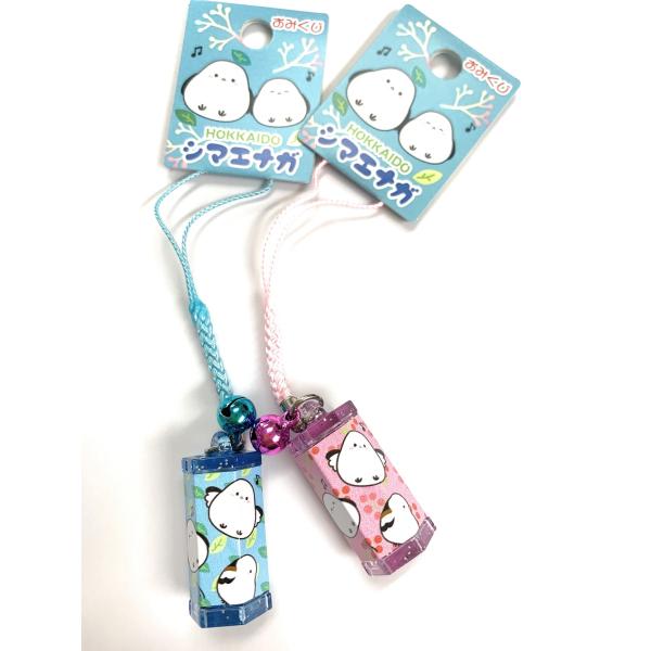 シマエナガ HOKKAIDO◇おみくじ 根付ストラップ◇ 紐色2色より選択